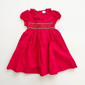 NWT Edgehill Collection Holiday Red Smocked Dress 12M